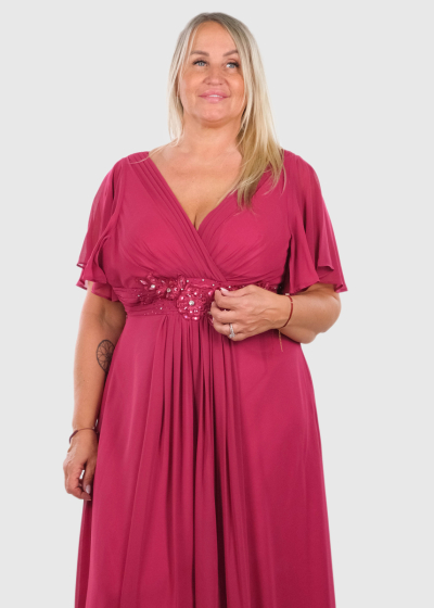 Azumi Plus Size dark pink long evening dress