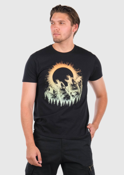 Adham melns vīriešu t-krekls ar rakstu