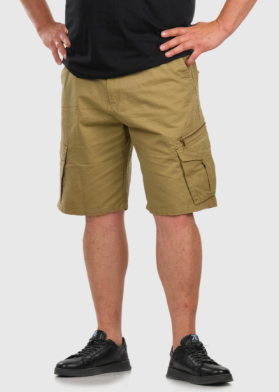 Arktos Plus Size beige shorts with patch pockets