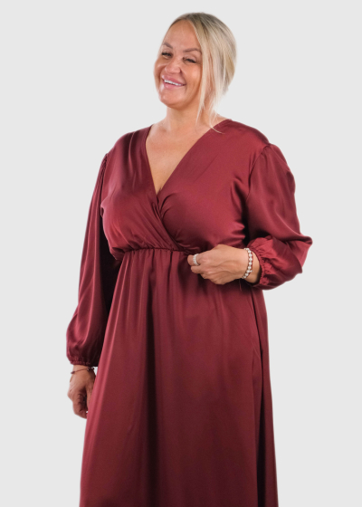 Abella Plus Size bordo long evening dress