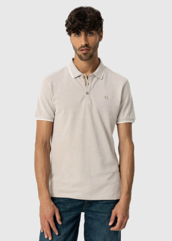Beige men's polo shirt