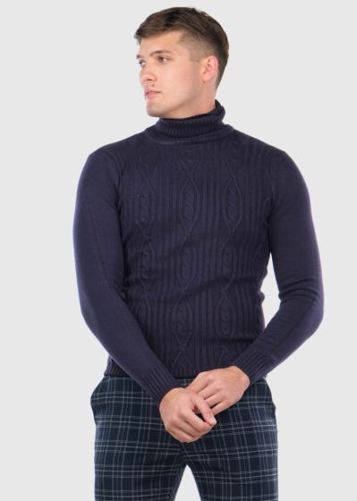 Felice dark blue mens printed turtleneck