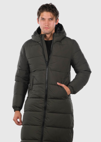 Chen khaki men's long jacket