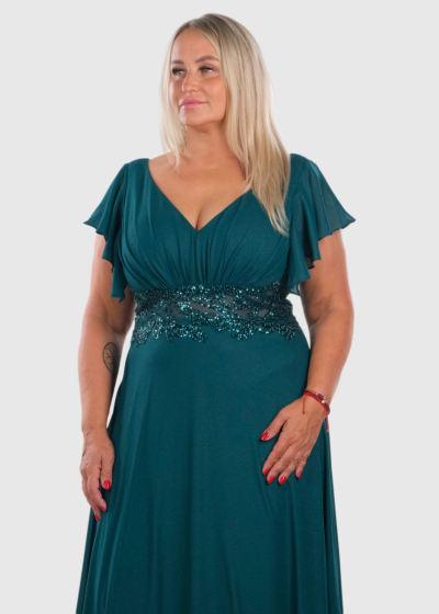 Dominika Plus Size dark green long evening dress