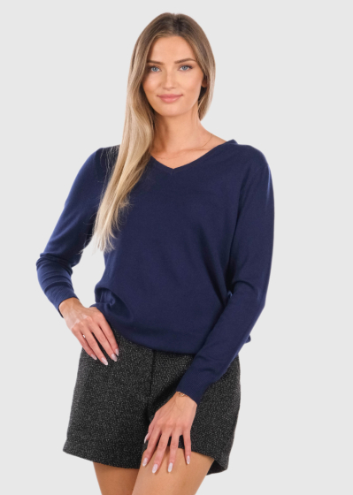 Eudora dark blue V-neck sweater