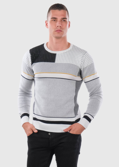 Elimar white sweater in geometric print