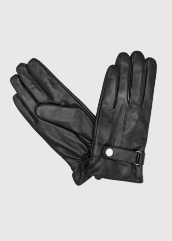 Leonzio black leather gloves