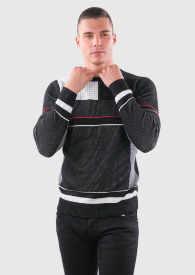 Elimar melns džemperis ar ģeometrisku printu