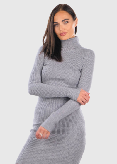 Giulia grey high neck sweater dress