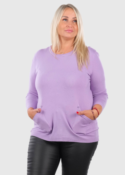 Irina Plus Size purple sweater with pockets