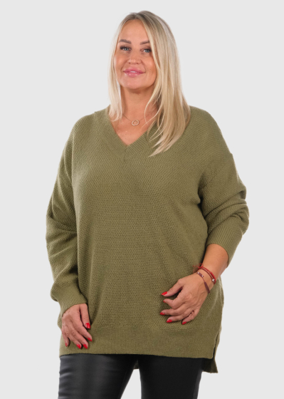 Dakarya Plus Size khaki V-neck sweater 