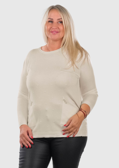 Irina Plus Size beige sweater with pockets