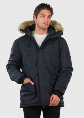 Edison dark blue men's parka with hood