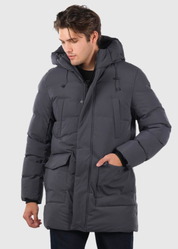 Erlis dark grey parka with patch pockets