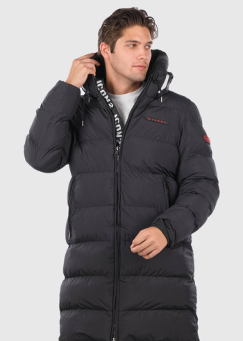 Edmon black men's longline jacket