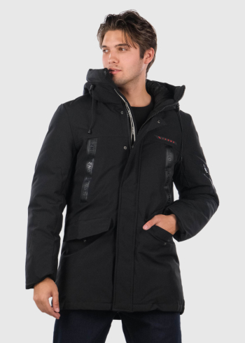 Emiliano black men's parka with pockets