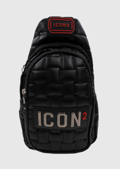 Icon melna vīriešu soma ar rāvējslēdzēju