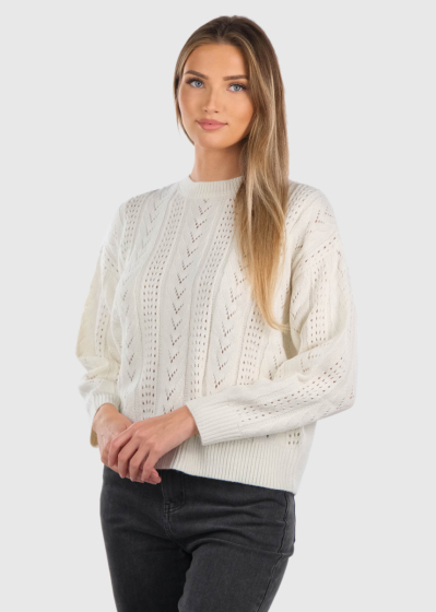 White knitted sweater