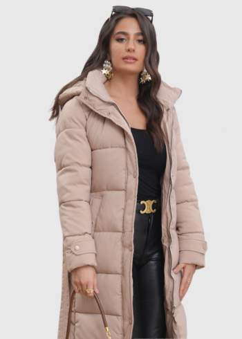 Isalie bēša sieviešu pagarināta jaka