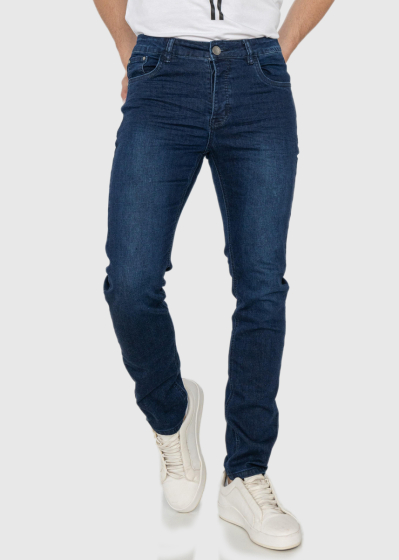 Slim Fit tumši zili vīriešu džinsi