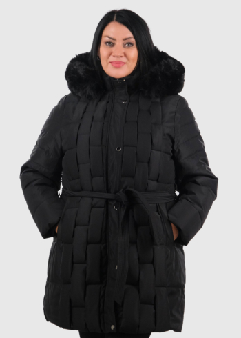 Jale Lielo izmēru melna jaka ar jostu 