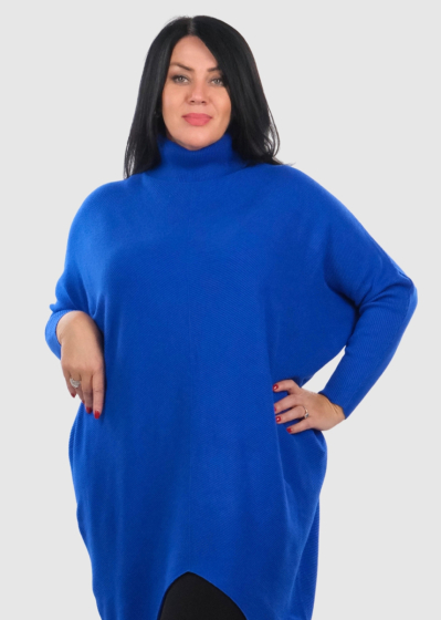 Jurata Plus Size blue high neck sweater