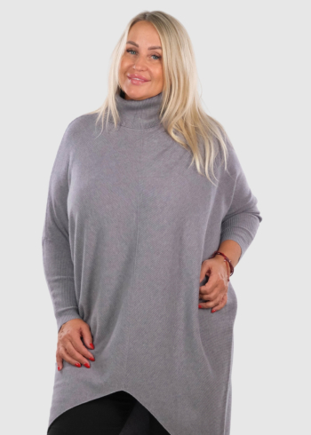 Jurata Plus Size grey high neck sweater