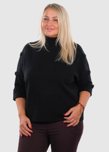 Jozefína Plus Size black three quarter sleeve sweater