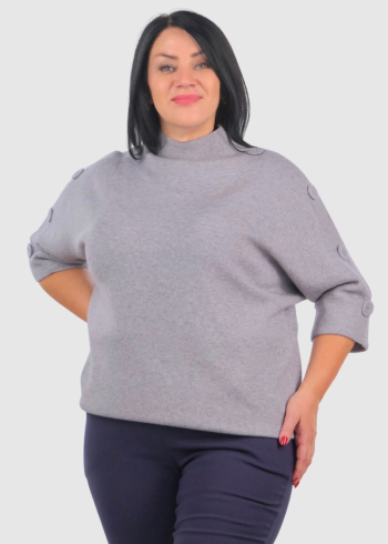 Jozefína Plus Size grey three quarter sleeve sweater
