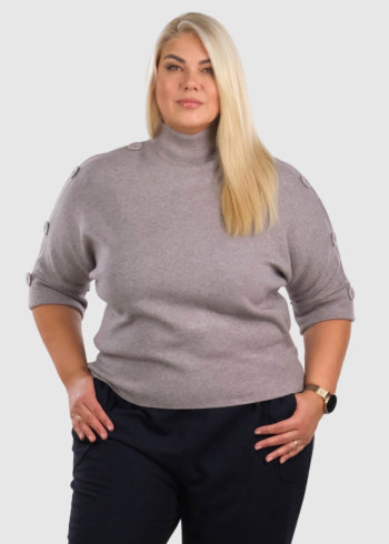 Jozefína Plus Size dark beige three quarter sleeve sweater