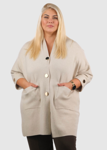 Jonna Lielo izmēru bēšs kardigans ar pogām