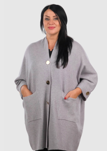 Jonna Plus Size grey cardigan with buttons