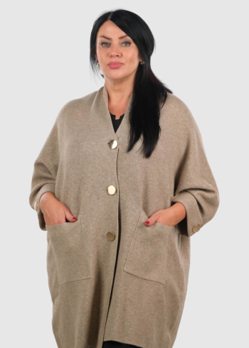 Jonna Plus Size dark beige cardigan with buttons