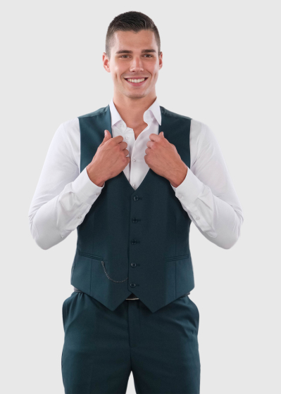 Grell dark green classic vest with chain