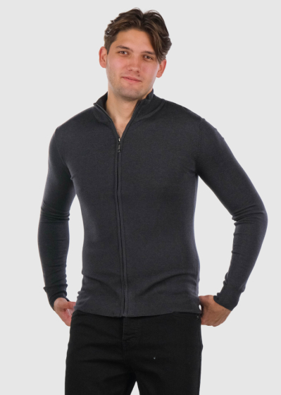 Gilles dark grey mens zipped sweater