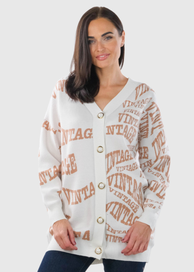 Lale white cardigan with signs