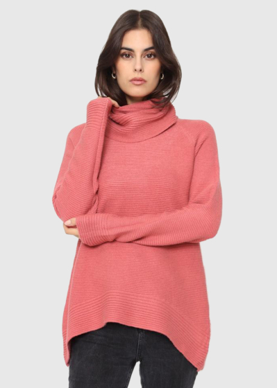Luz dark pink high neck sweater