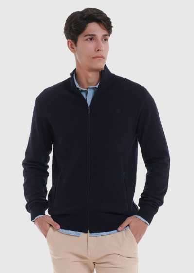 Lionel dark blue mens zipped sweater
