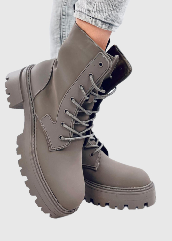 Zhanna khaki women's lace-up boots