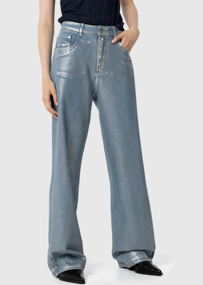 Light blue women's wide leg jeans