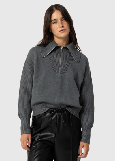 Dark grey women's zipped sweater