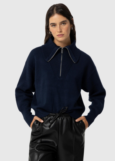 Dark blue women's zipped sweater