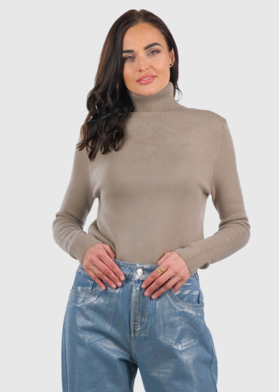 Tristessa dark beige women's turtleneck