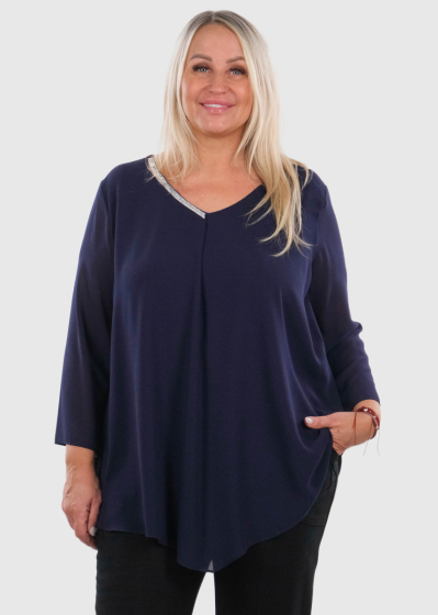 Zanda Plus Size dark blue blouse