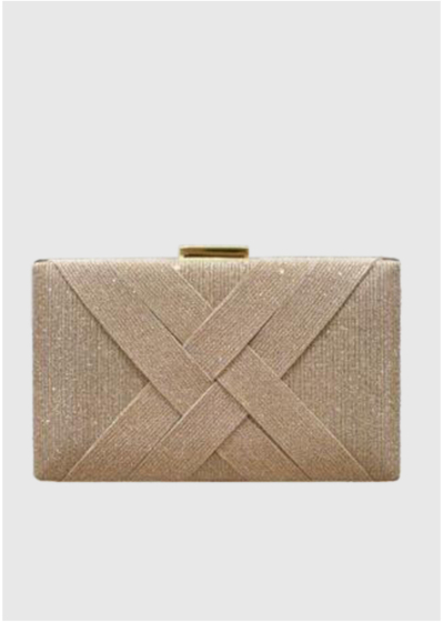 Agda beige sparkle clutch