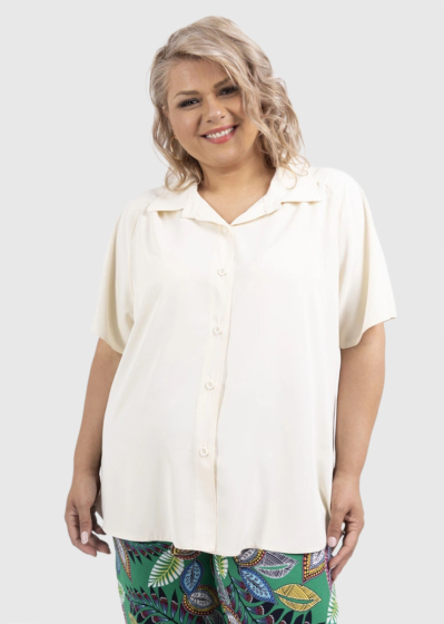 Alezae Plus Size beige women's shirt