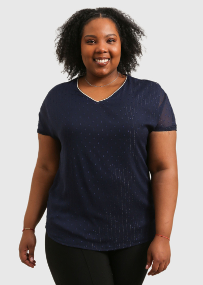 Adena Plus Size dark blue blouse