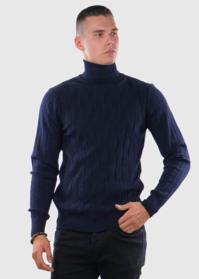 Faustino dark blue mens turtleneck