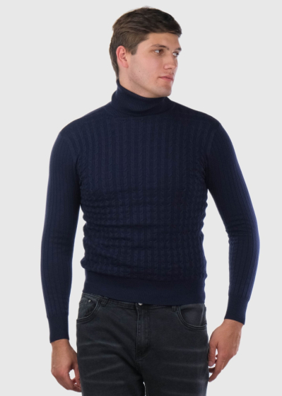 Colombano dark blue mens warm turtleneck