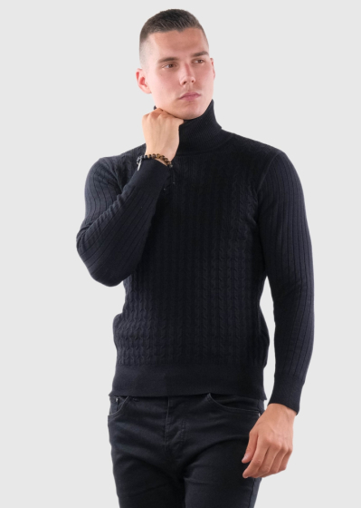 Colombano black mens warm turtleneck